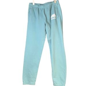 Roots Light Teal Blue Classic Cozy Drawstring Jogger Pants Women’s Size Medium